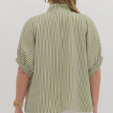 Scallops and Stripes Top Olive | Plus Size