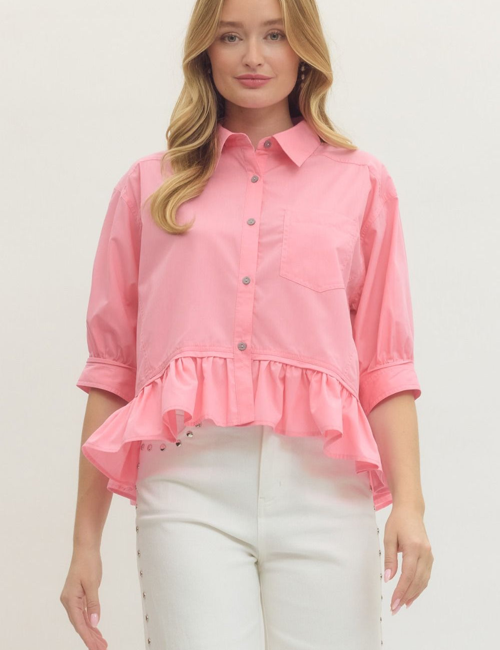 The Darling Days Ruffle Button Top