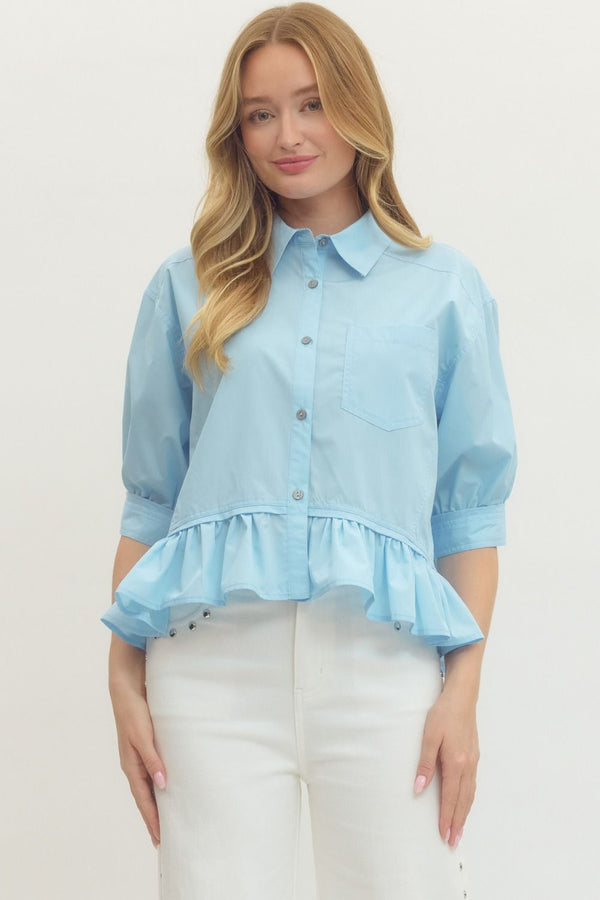 The Polished & Pretty Button Down | Light Blue