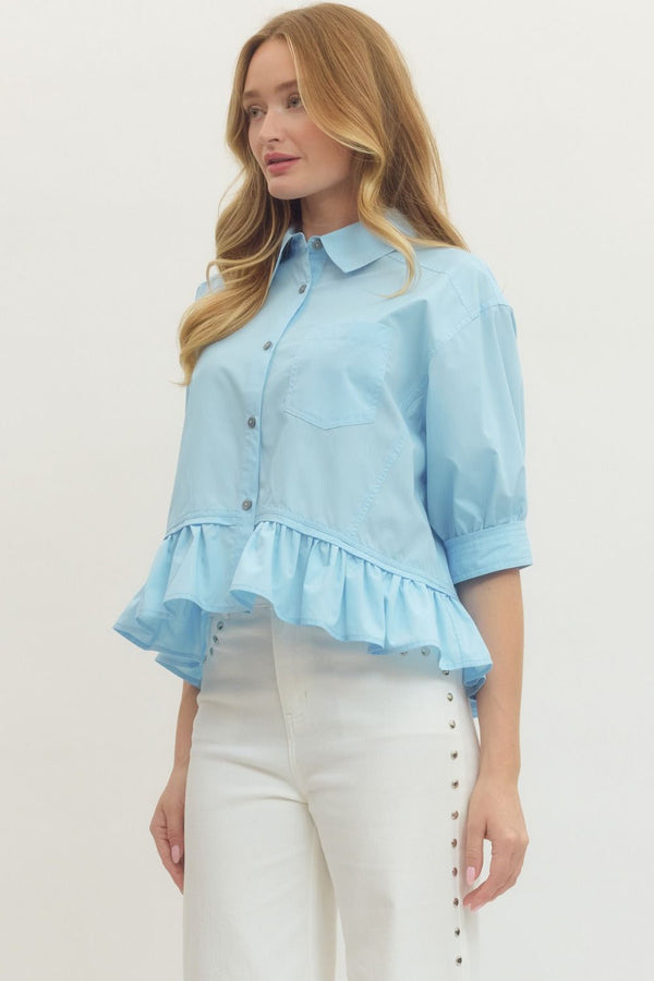 The Polished & Pretty Button Down | Light Blue