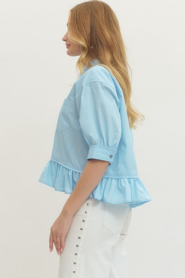The Polished & Pretty Button Down | Light Blue
