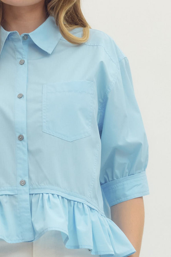 The Polished & Pretty Button Down | Light Blue