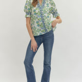 The Spring in Bloom Puff Sleeve Blouse | Blue