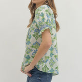 The Spring in Bloom Puff Sleeve Blouse | Blue