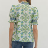 The Spring in Bloom Puff Sleeve Blouse | Blue