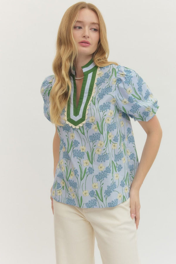 The Southern Charm Floral Top | Blue