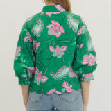 Emerald Bloom Scallop Blouse