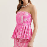 Darling Check Peplum Top