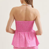 Darling Check Peplum Top