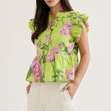 Lime Blossom Ruffle Peplum Top