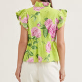 Lime Blossom Ruffle Peplum Top