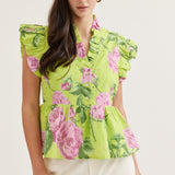 Lime Blossom Ruffle Peplum Top