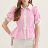 Candy Stripe Bow Peplum Top