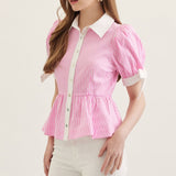 Candy Stripe Bow Peplum Top