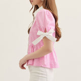 Candy Stripe Bow Peplum Top