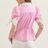 Candy Stripe Bow Peplum Top