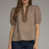 Emery Gingham Top | Brown
