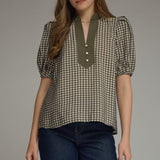 Emery Gingham Top | Olive