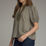 Emery Gingham Top | Olive