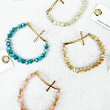Hammered Cross Crystal Mix Beads Bracelet