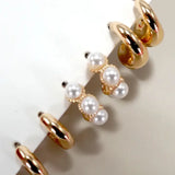 Trio Huggie Pearl Gold Hoop Earrings | 80E5596