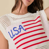 4th Of July Usa Flag Crochet Sleeveless Top