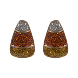 Halloween Candy Corn Enamel Titanium Post Earrings