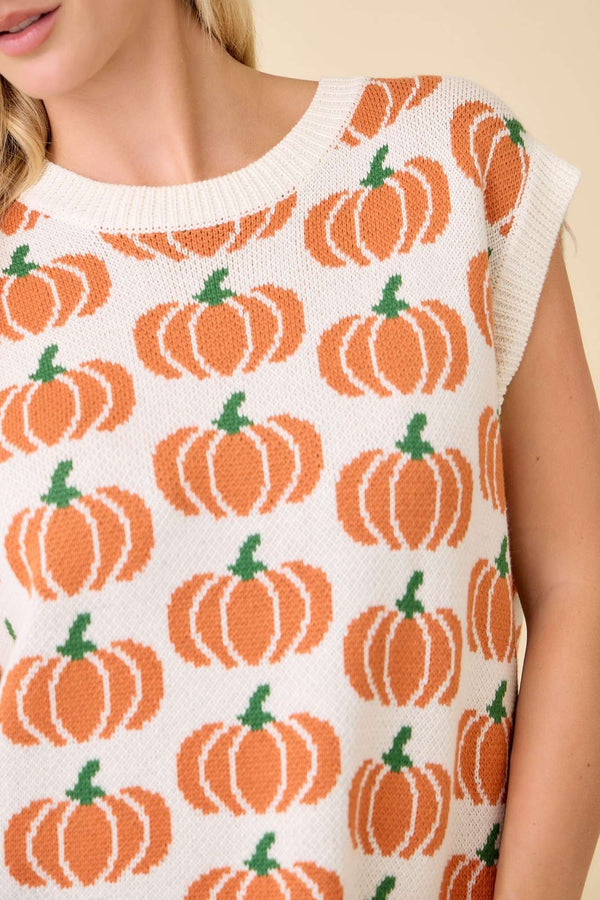 Pumpkin Patch Sleeveless Sweater Knit Top