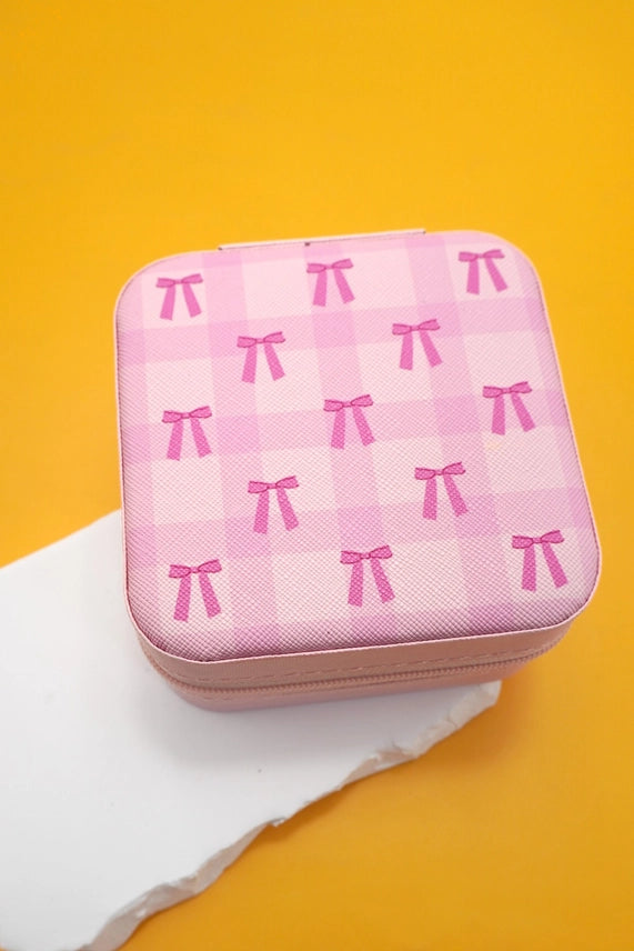 Jewelry Organizer Travel Box Case |Bow Pink