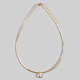Herringbone Chain Baguette Cz Pendant Necklace
