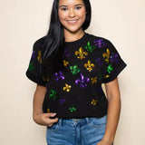 Tiny Scattered Mardi Gras Fleur De Lis | Women's Cuff Sleeve