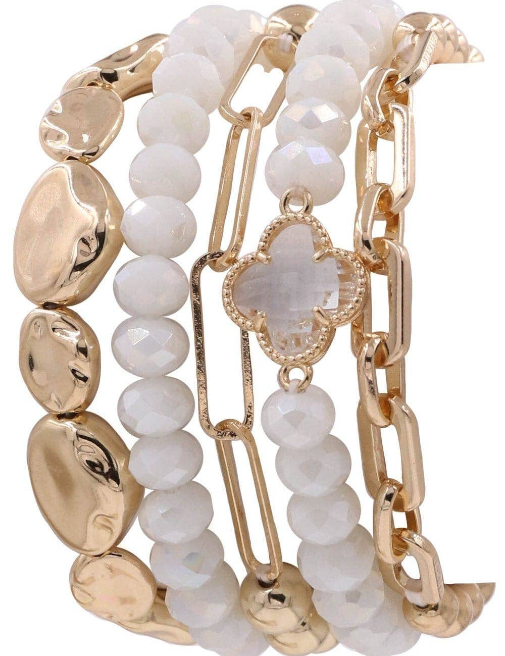 Beaded Clover Accent Jewelry Set Bracelet