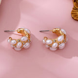 Pearl Cluster Half-Hoop Stud Earrings | 80E61733