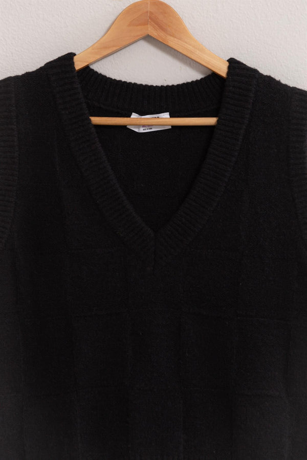 V Neck Textured Sweater Vest