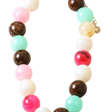 Statement Bead Necklace - Multi/Pink and Brown
