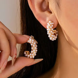 Gold-Tone Multi-Pearl C-Hoop Earrings | 80E61992