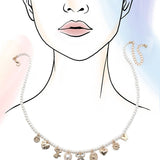 CHARM NECKLACE-BOW SUNFLOWER HEART PEARL CHAIN