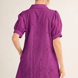 Magenta Purple Eyelet Dress