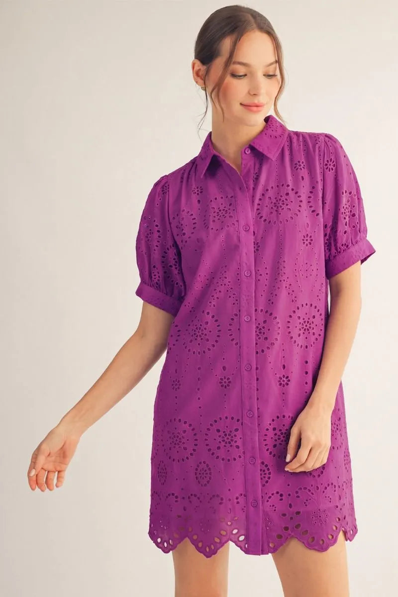 Magenta Purple Eyelet Dress