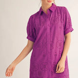 Magenta Purple Eyelet Dress