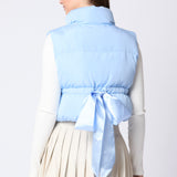 Puffer Padded Vest with Satin Organza Bow