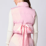 Puffer Padded Vest with Satin Organza Bow