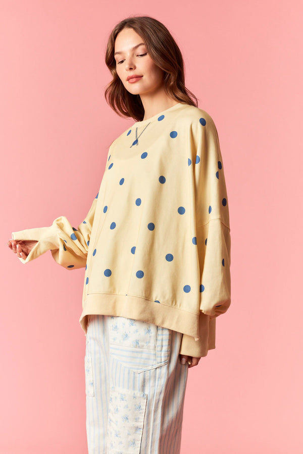 Dot Your Way Pullover | Yellow and Blue