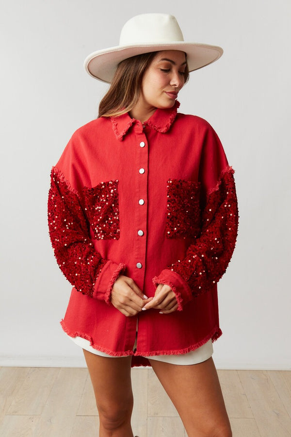 Red Sequin Shacket