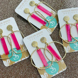 Hot Pink Stick Hoops
