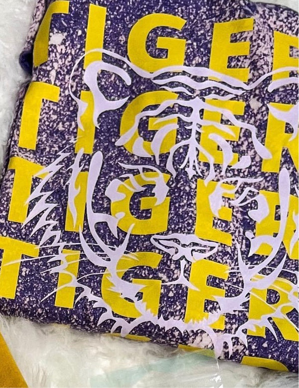 Tigers Stacked Name Purple Graphic Tee