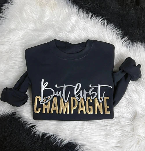 Champagne New Years Eve Metallic Puff Sweatshirt