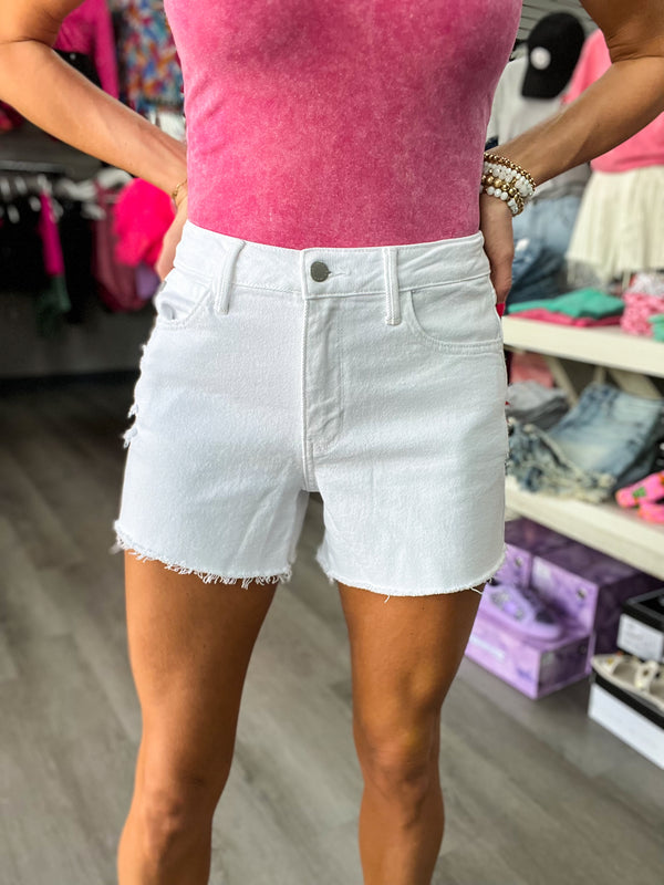 Spring to Summer White Denim Shorts