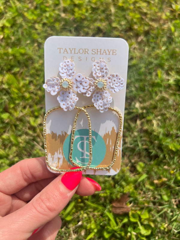 Taylor Shaye Sequin Flower Hoops