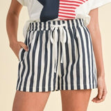 Stripe Boxer Shorts With Drawstring